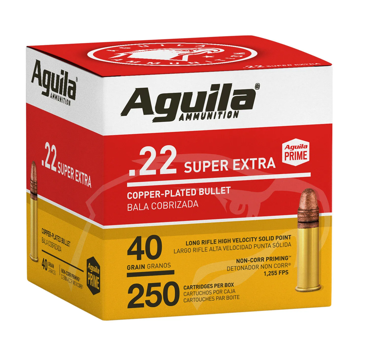 Aguila Super Extra High Velocity 22 LR 40 GR Copper-Plated Solid Point 250RD