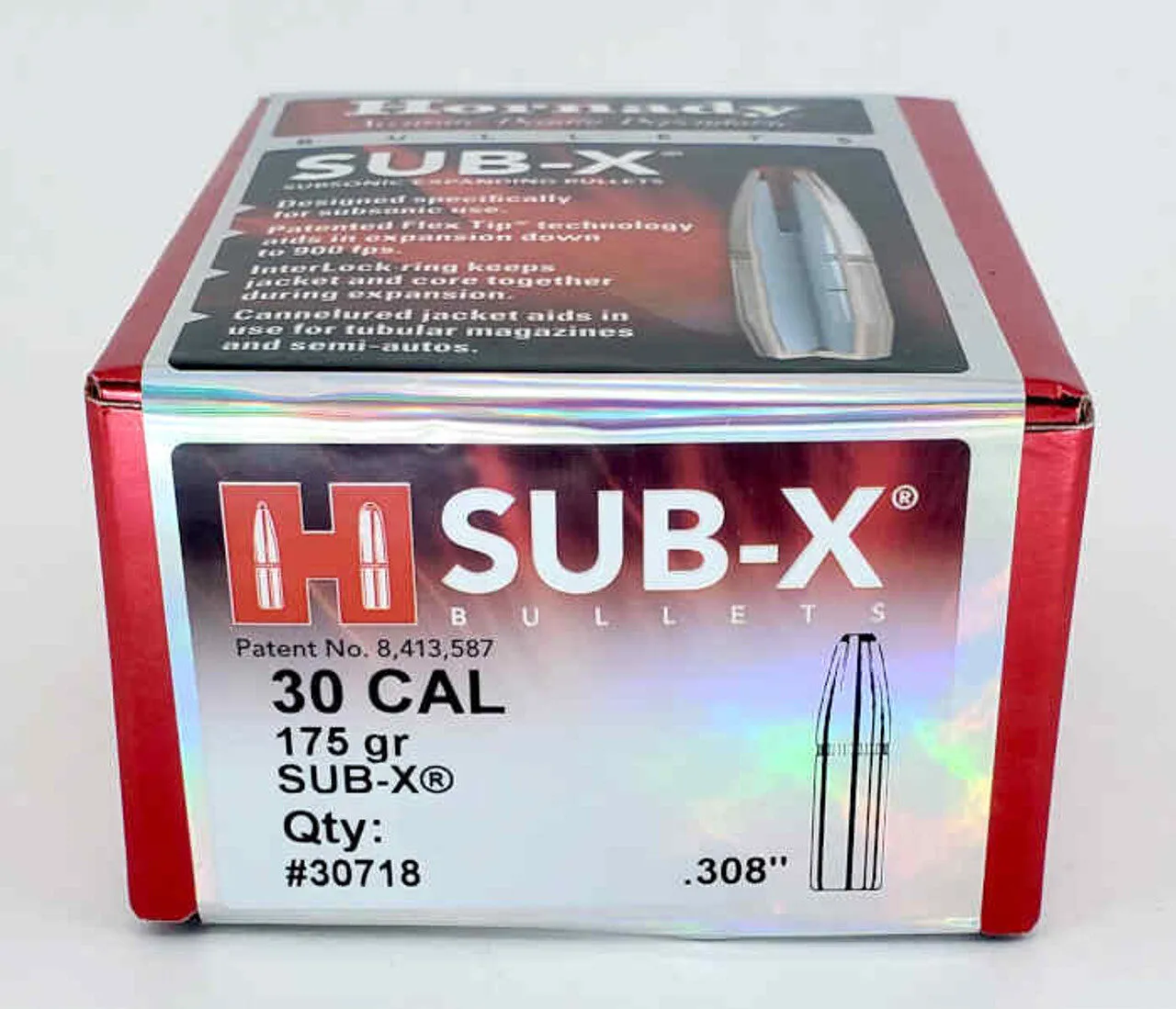 Hornady 30 Cal .308 175 gr Sub-X 100 Count